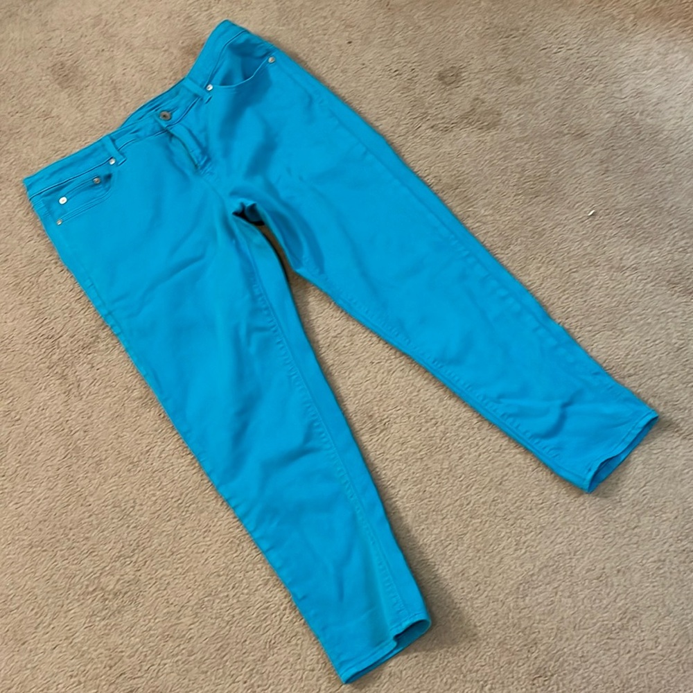 . EUC JCP Stretchy Turquoise Skinny Ankle Pants, size 16W